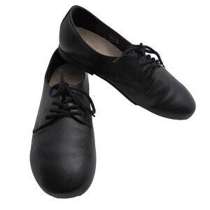 Birkenstock Saunders Black Leather Oxford Loafers Lace Up Flats US 5-6/36 EUC